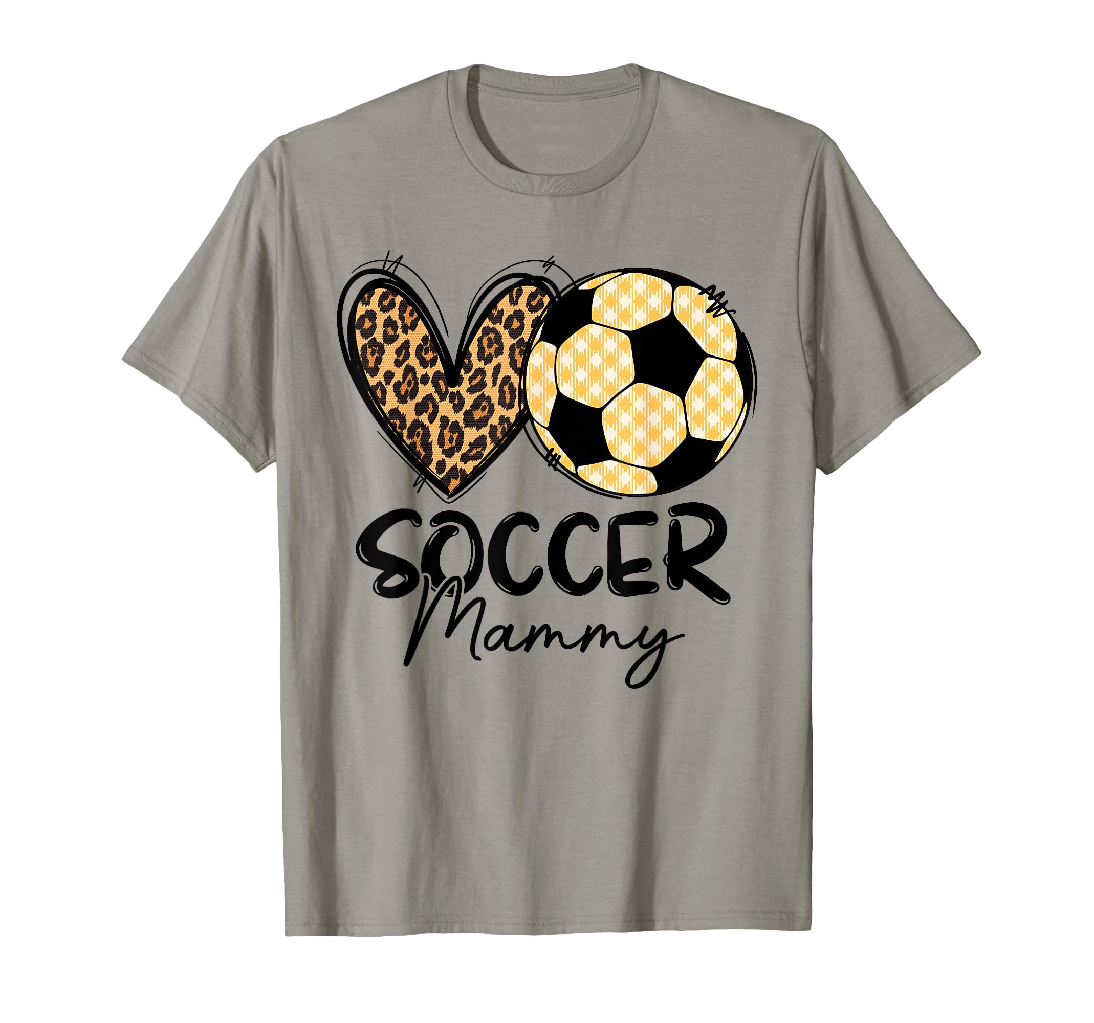 Soccer Mammy Heart Leopard Matching Family T-Shirt - Novelty Apparel Unisex