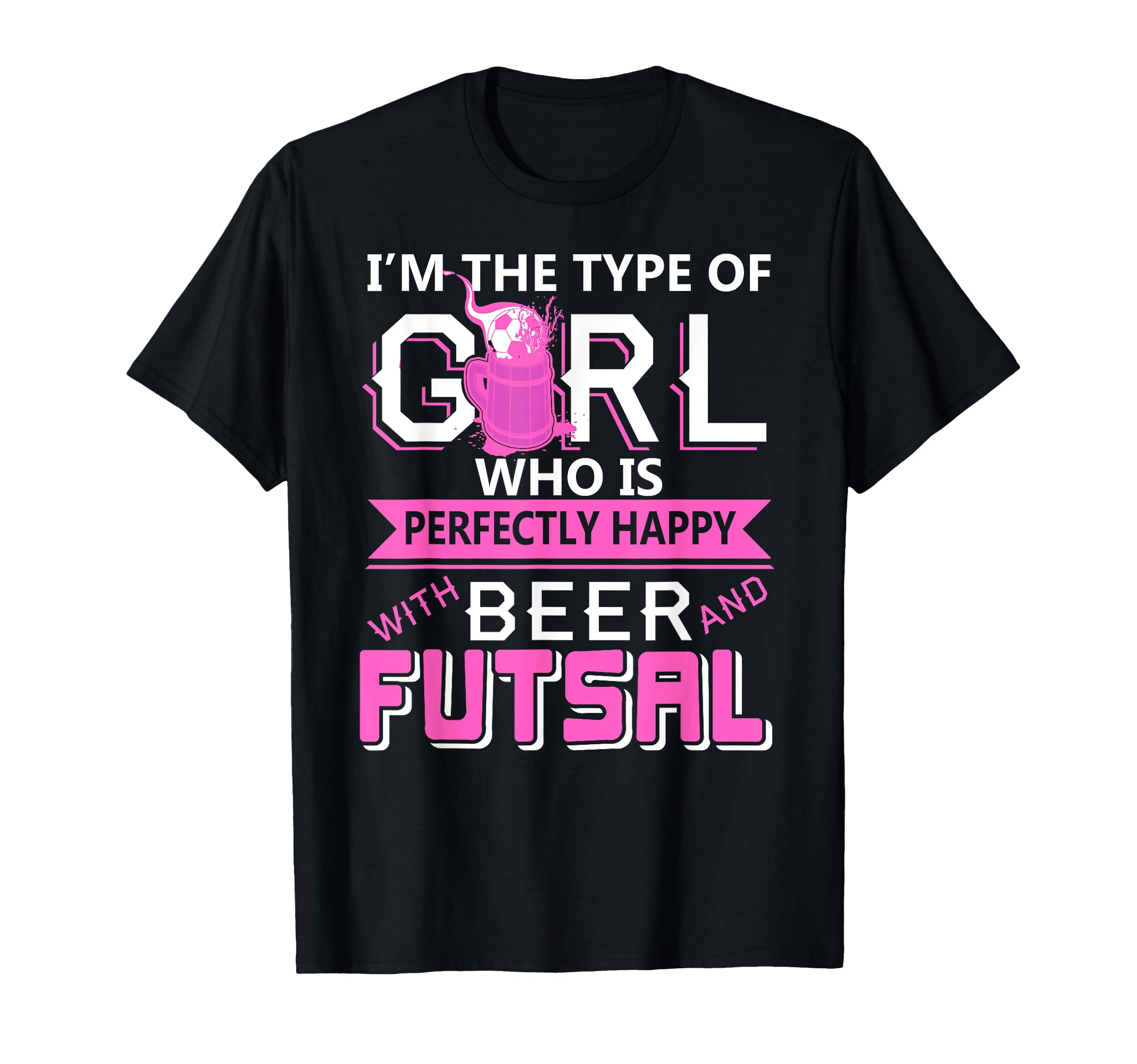 Beer And Futsal Funny Power Indoor T-Shirt - Minimalist Print for Adults