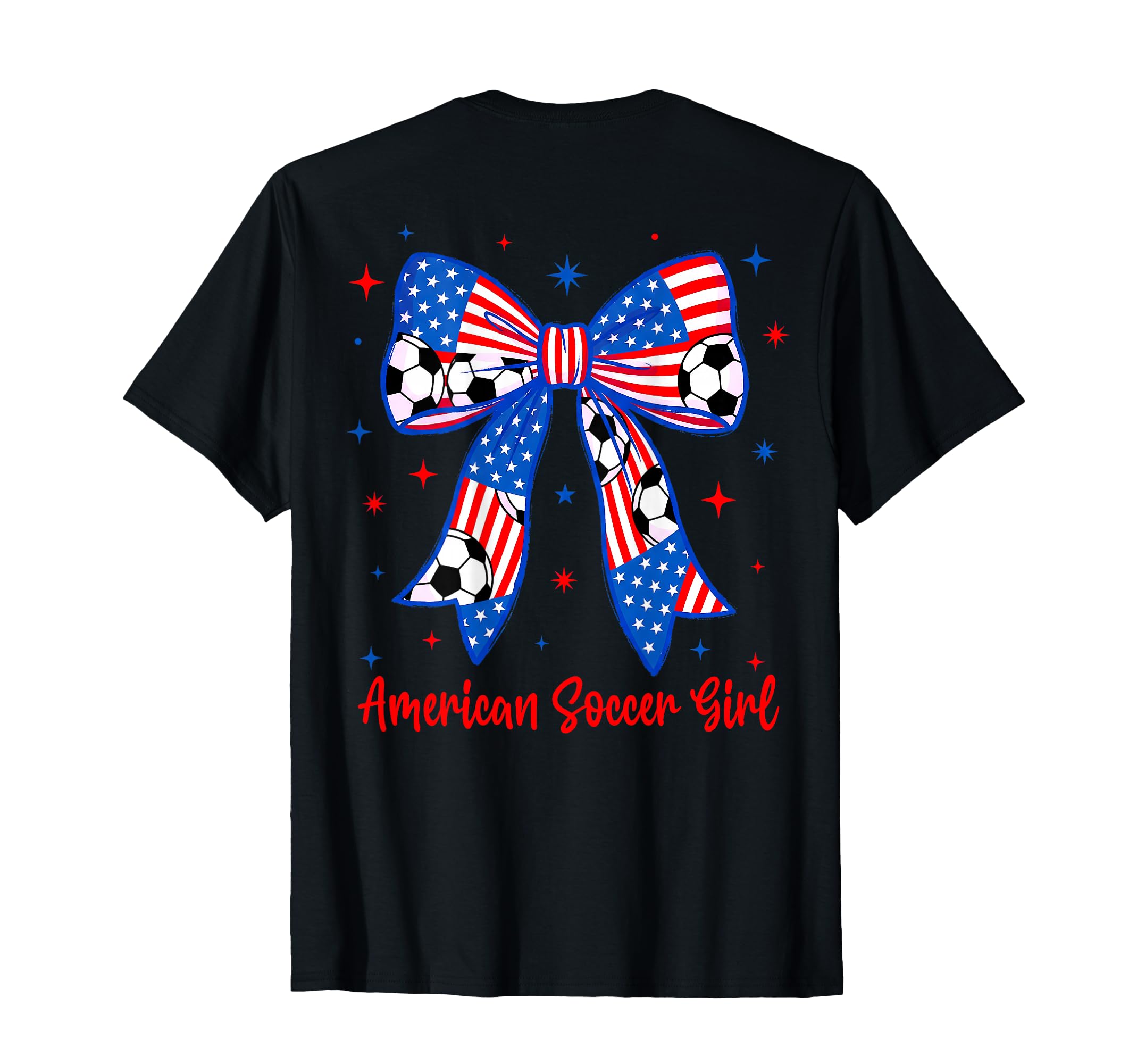 Coquette Bow American Flag Soccer 4Th T-Shirt - Minimalist Print Unisex