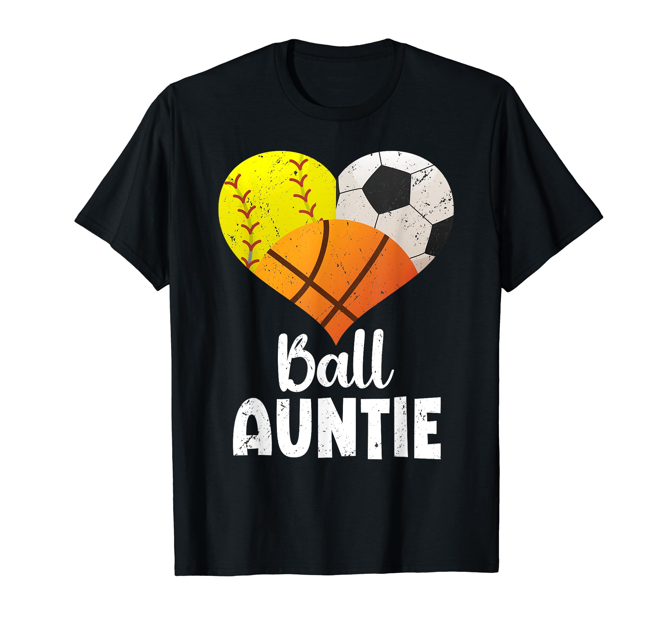 Ball Auntie Heart Softball Soccer T-Shirt - Trendy Graphic for Adults