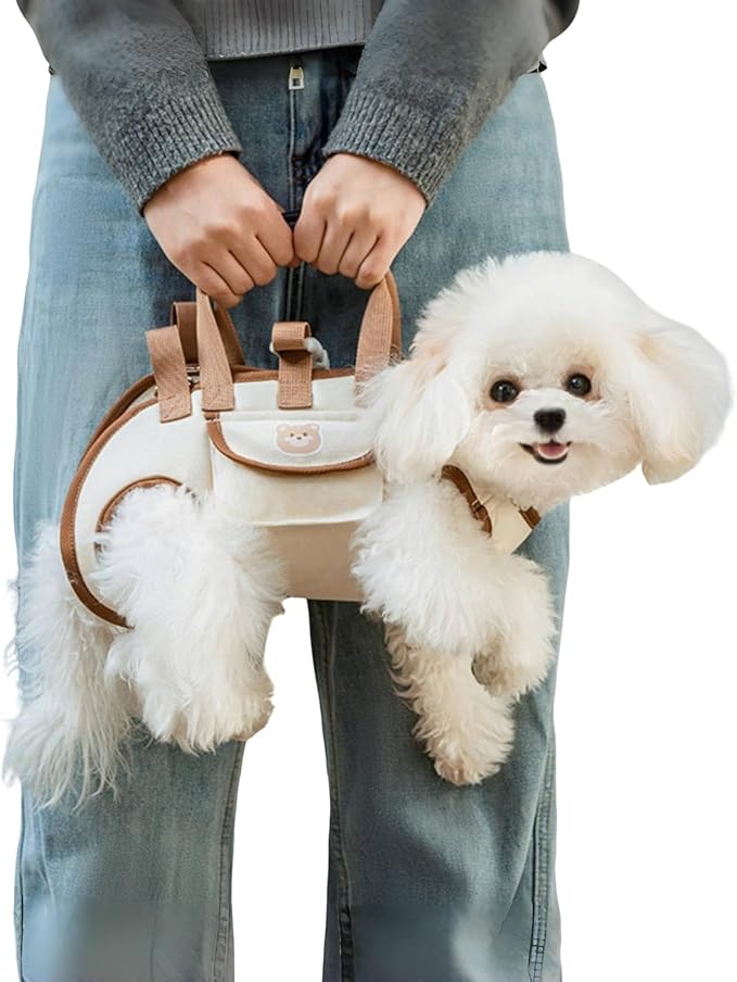 Portable Breathable Pet Carrier Sling & Backpack for Dogs & Cats, Adjustable Full-Body Harness with Traction Leash, Crossbody & Car-Friendly (Small)