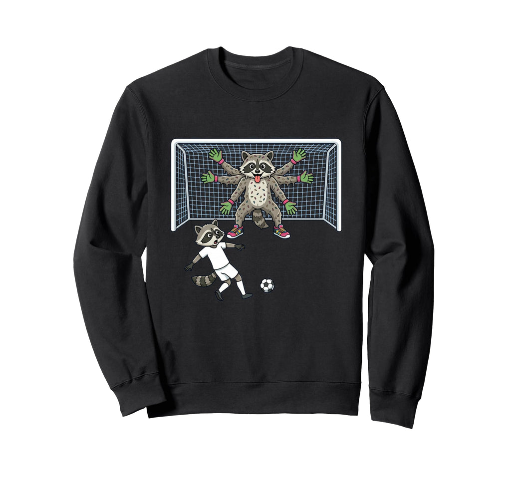 Goalie Raccoon Soccer Multi Sweatshirt - Casual Everyday Wear Men Women