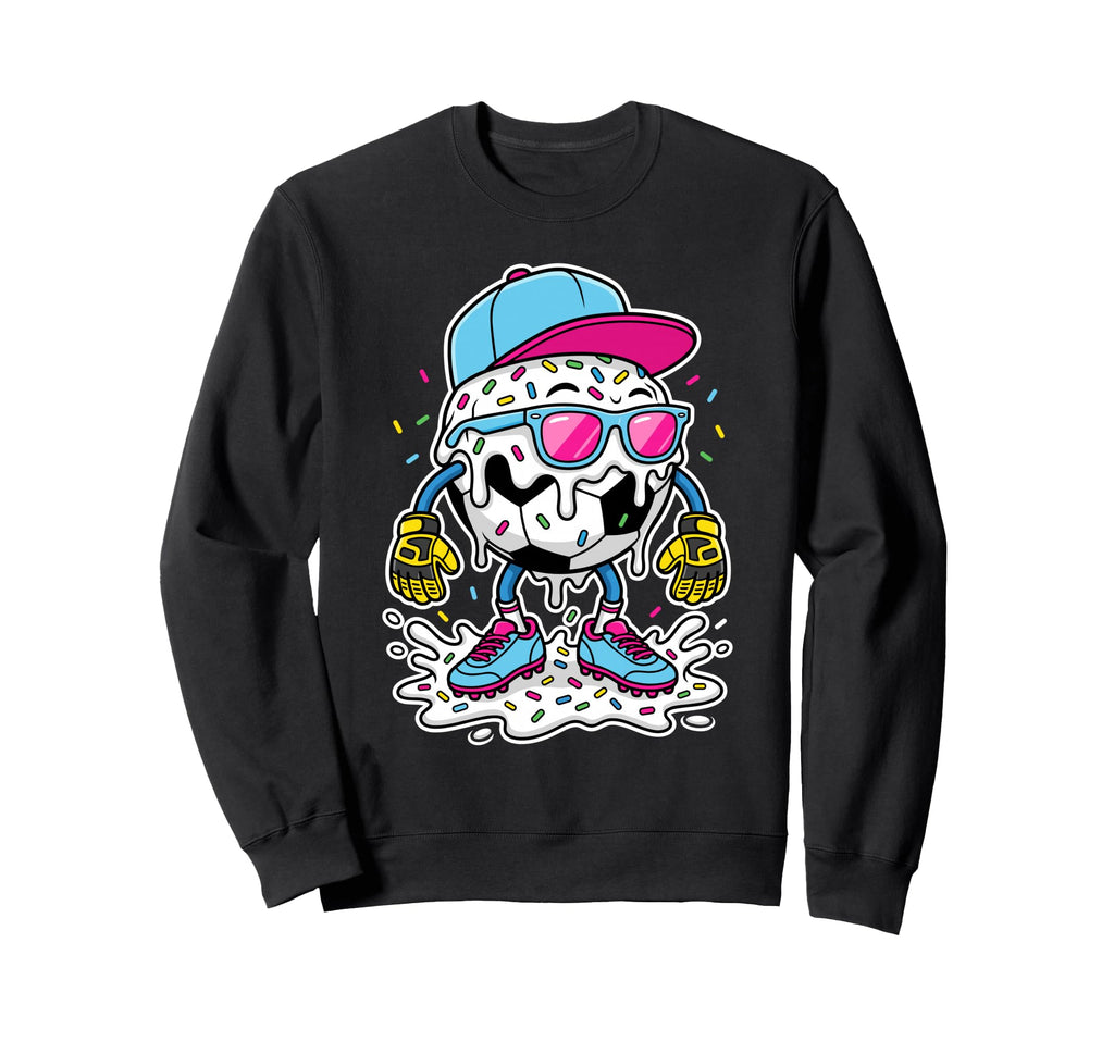 Soccer Ball Melting Ice Cream Drip Sweatshirt - Graphic Print for Adults