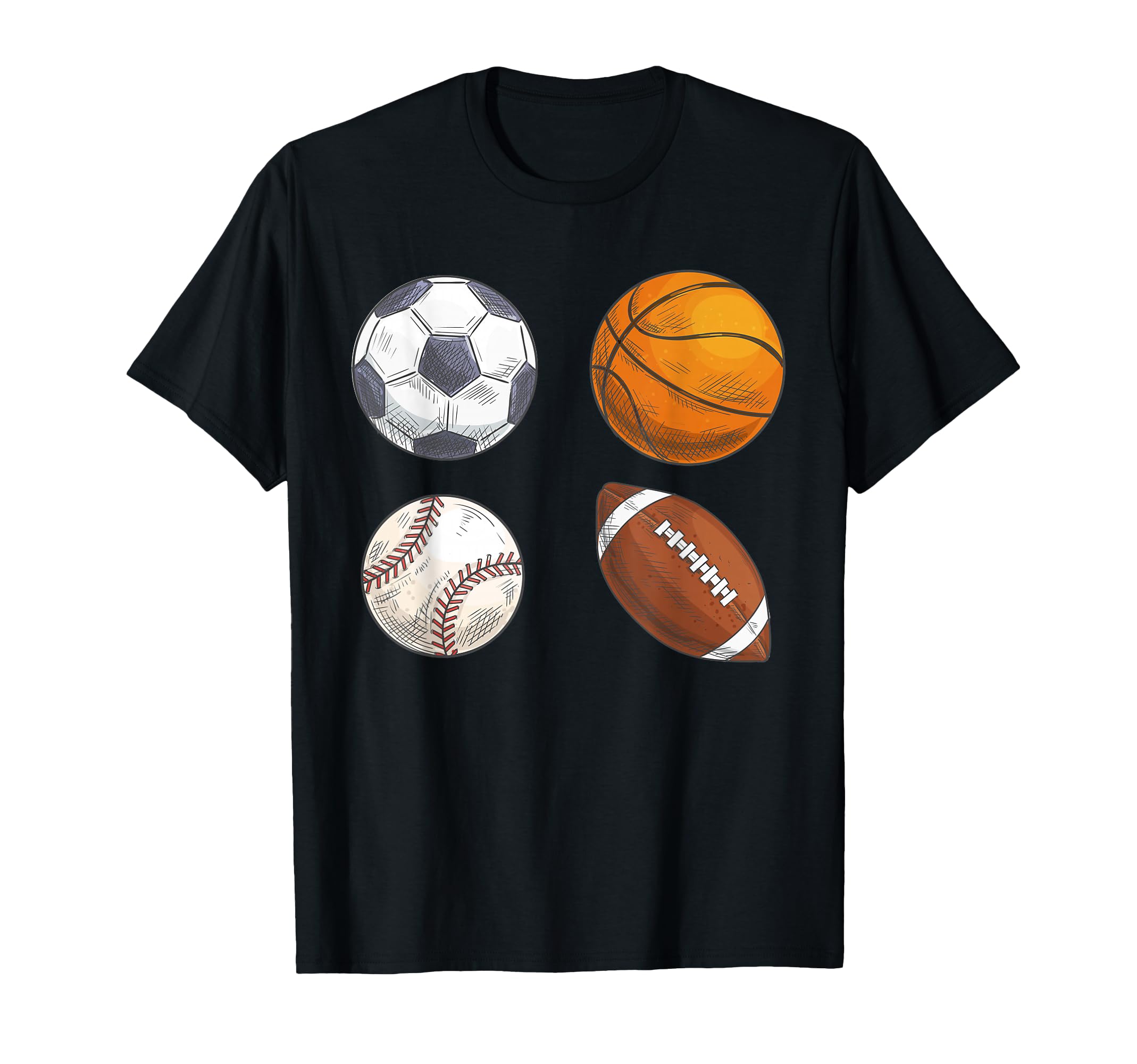 Basketball Baseball Football T-Shirt - Casual Everyday Wear Men Women