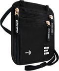 Neck Wallet for Travel & Passport Holder with RFID Blocking - Slim & Easy to Conceal Nylon Travel Pouch for men & women - Holds Phone, Cash, Cards, Keys - Sweat & Water Resistant - Large - Black