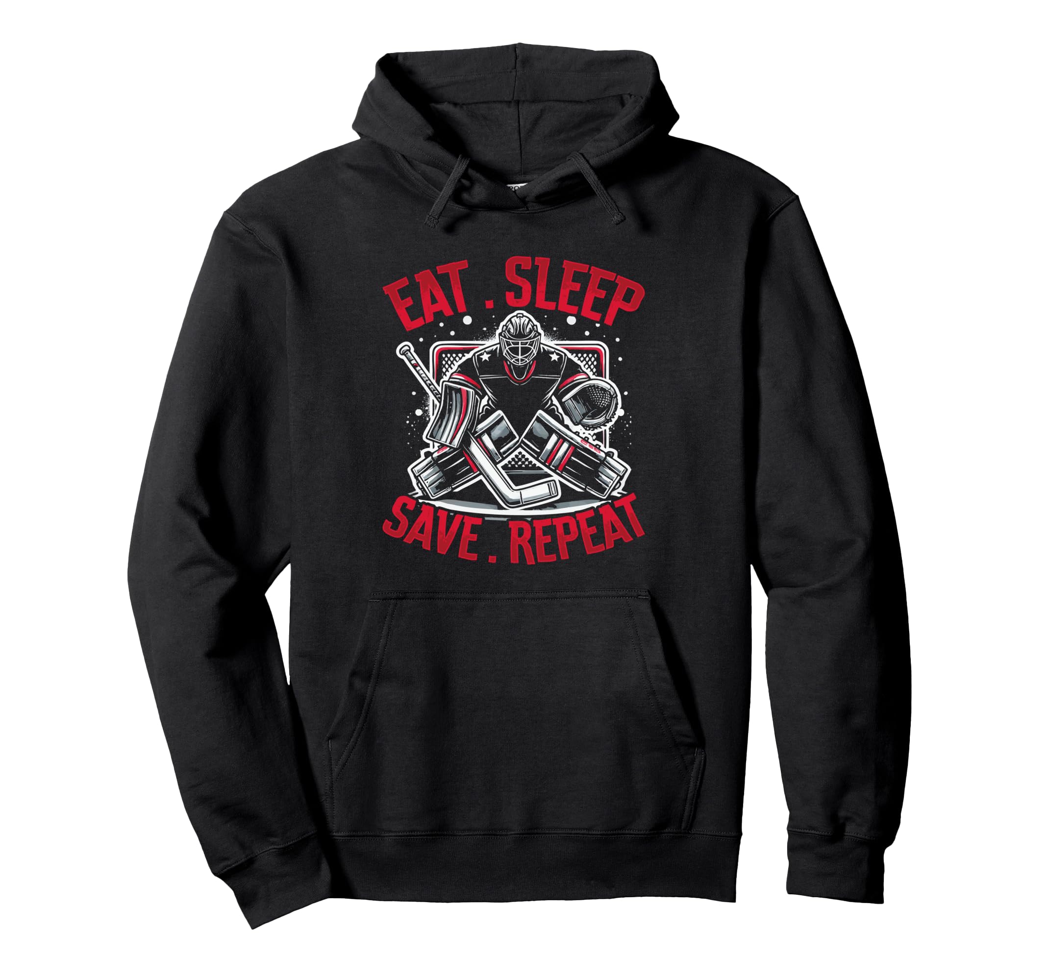 Eat Sleep Save Repeat Ice Hockey Goalie Hoodie - Novelty Apparel for Adults