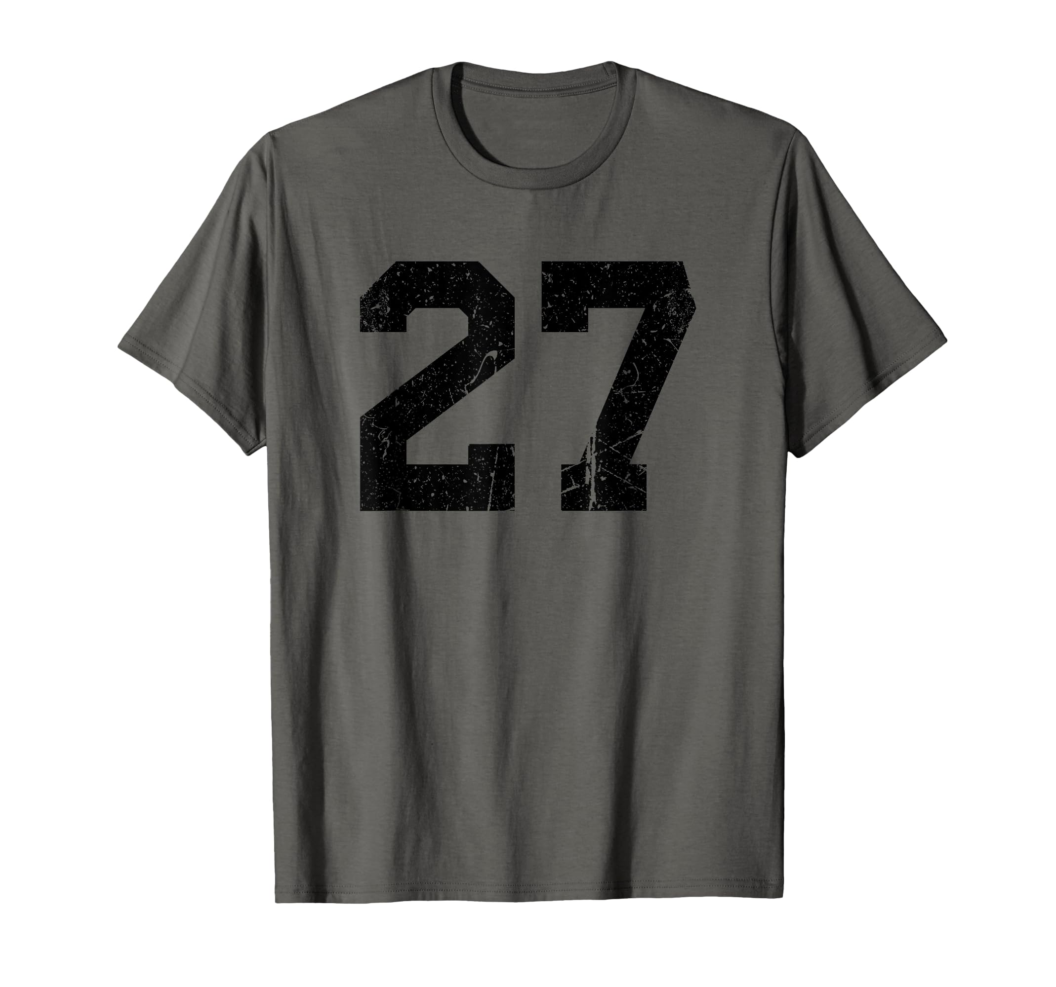 Number 27 Sport Black Distressed T-Shirt - Streetwear Style for Adults