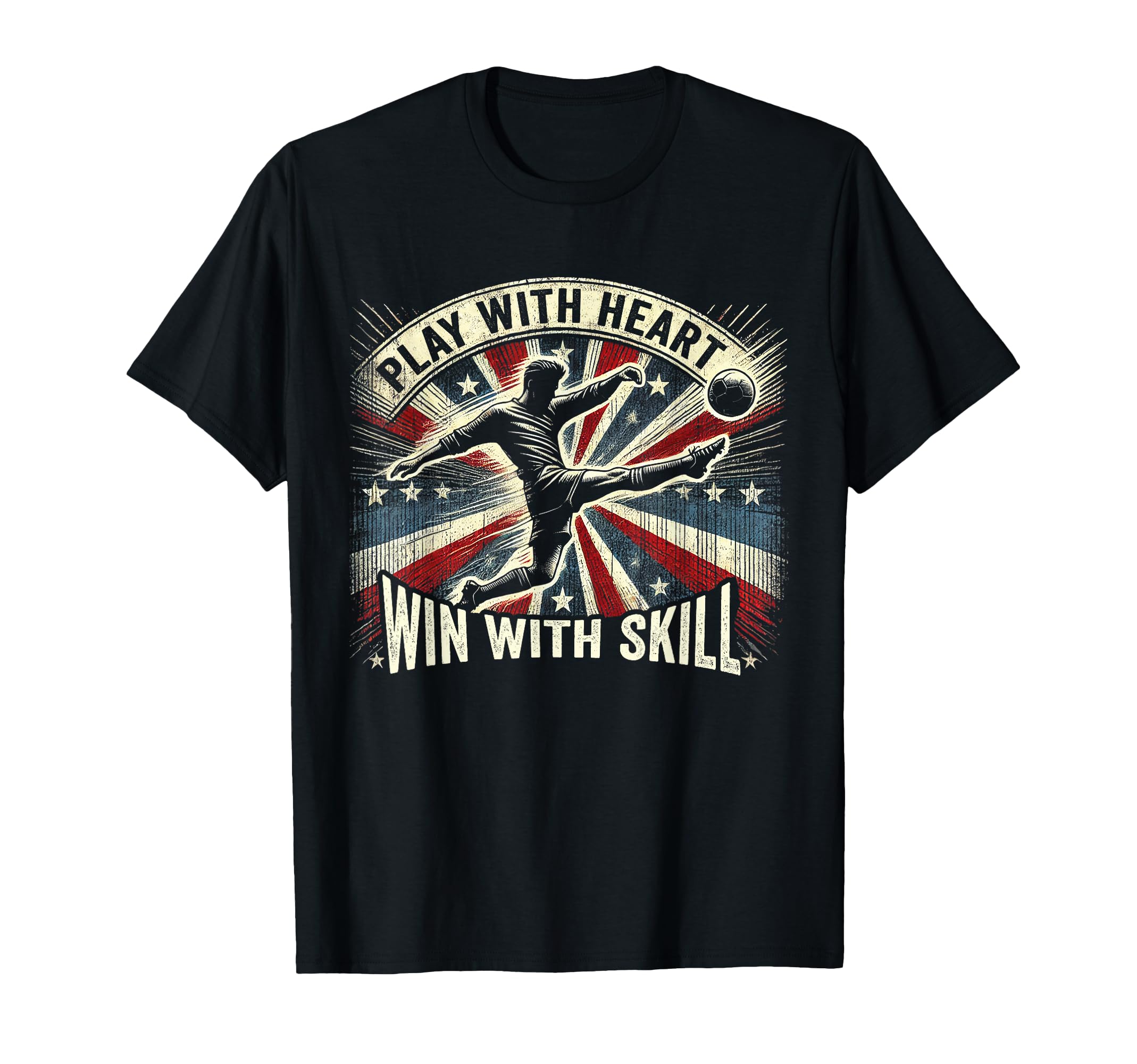 Play Heart Win Skill Patriotic Soccer T-Shirt - Unique Graphic Men Women
