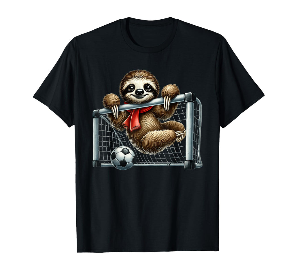 Sloth Football Goalie Hanging Goal Net T-Shirt - Novelty Apparel Men Women