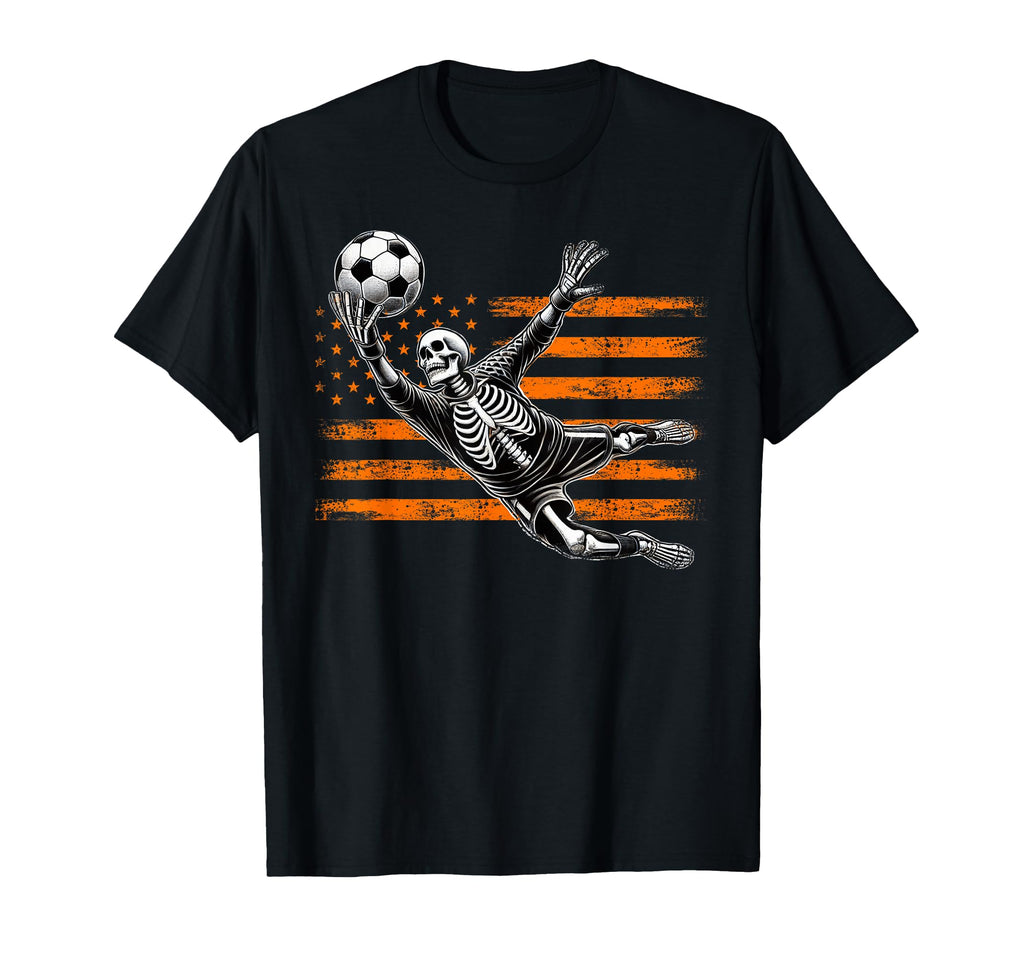 Skeleton Goalkeeper Holding Soccer T-Shirt - Custom Art Print Men Women