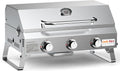 Tabletop Gas Grill 3 Burners, Stainless Steel Portable Propane Grill with Foldable Legs for Outdoor Patio Backyard Camping, Tailgating, RV Trip, Heavy Duty & 24000BTU, GS307