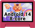 ApoloSign Kids Tablet 2025, 10.1 inch Tablet for Kids, Octa-core, 6 GB RAM, 64GB ROM Tablets for Toddlers with Parental Control, 8-hr Battery, Wi-Fi6, BT5.0, Droop-Proof Case (Pale Pink)