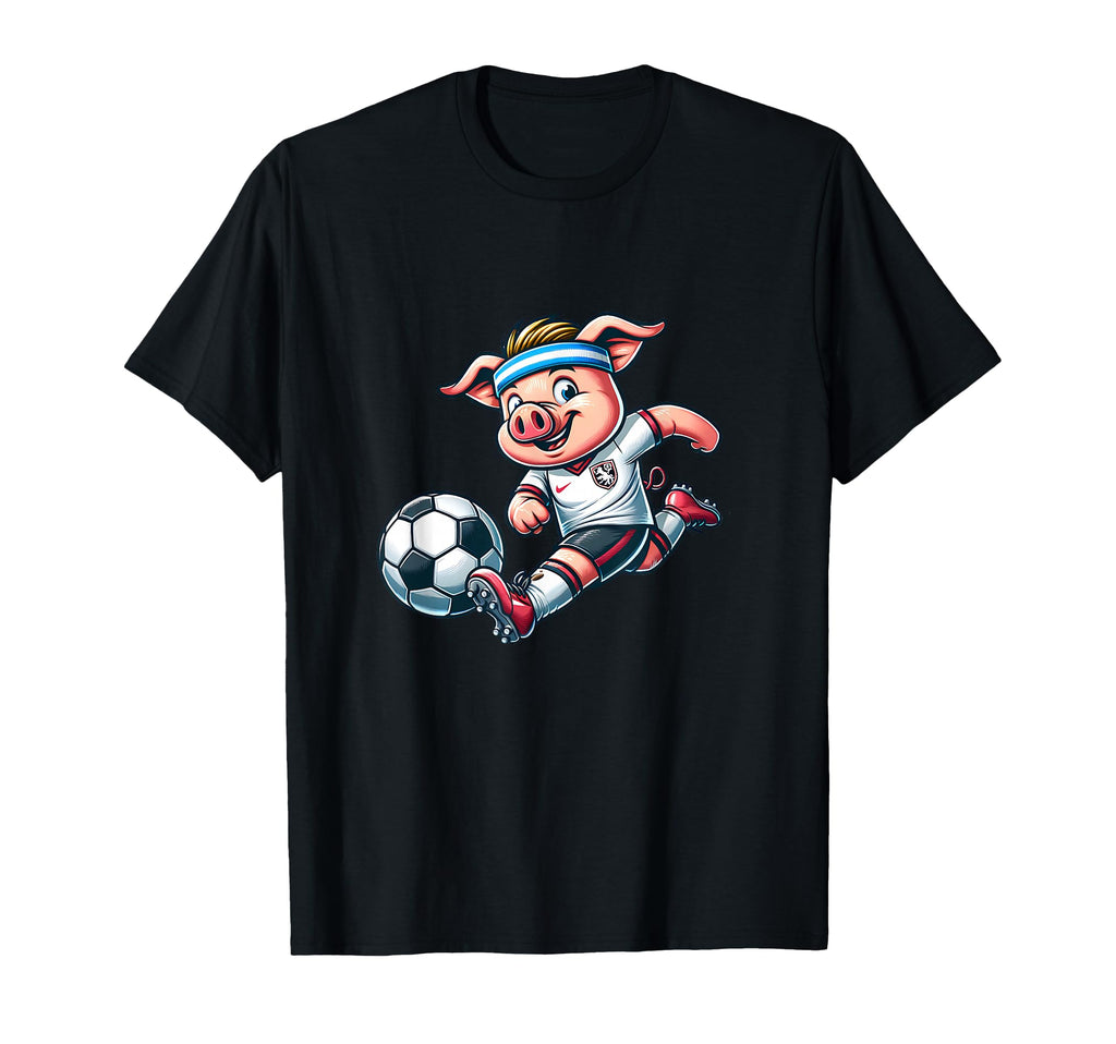 Football Pig Mascot Playing Soccer Cartoon T-Shirt - Unique Graphic Unisex