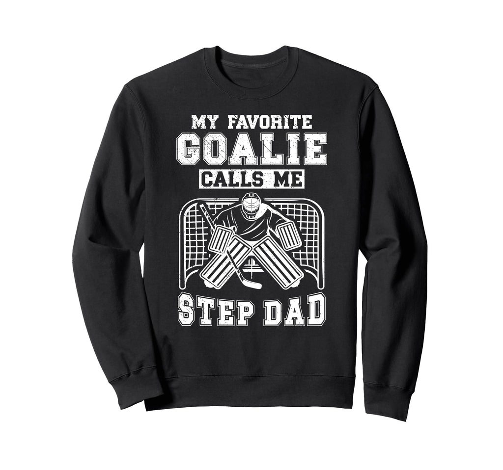 Proud Hockey Goalie Step Dad Hockey Sweatshirt - Minimalist Print Unisex
