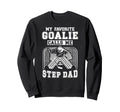 Proud Hockey Goalie Step Dad Hockey Sweatshirt - Minimalist Print Unisex