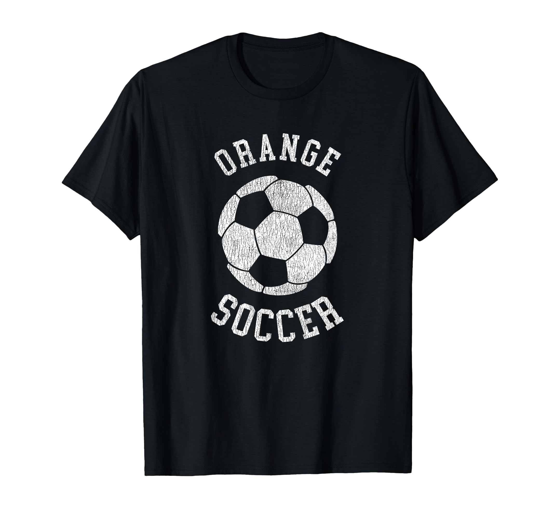 Orange Soccer Distressed 90S T-Shirt - Minimalist Print Men Women