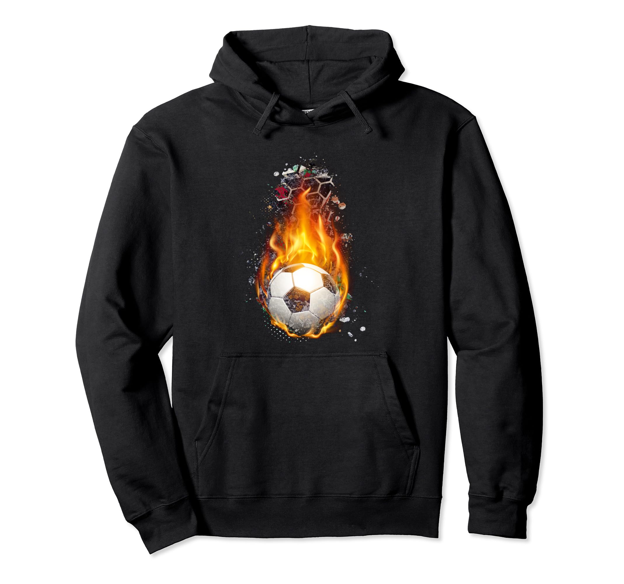 Football Flame Burning Soccer Ball Hoodie - Unique Graphic for Adults