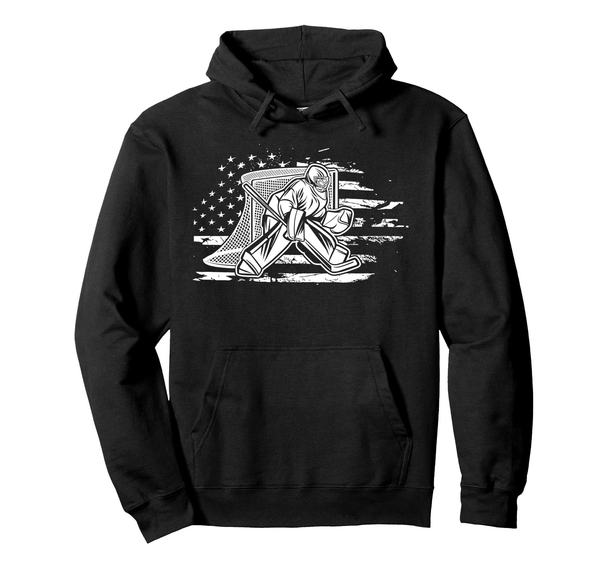 Ice Hockey Goalie American Flag Hockey Hoodie - Trendy Graphic for Adults