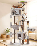 Taoqimiao 83In Heavy Duty Cat Tree, Suitable 20lb+ Large Cats, XXL-Cat Tower for Indoor Cats Large Adult, 2 Luxurious Cat Cando with 8 Scratching Posts,Oversized Metal Hammocks, Light Gray MS032W