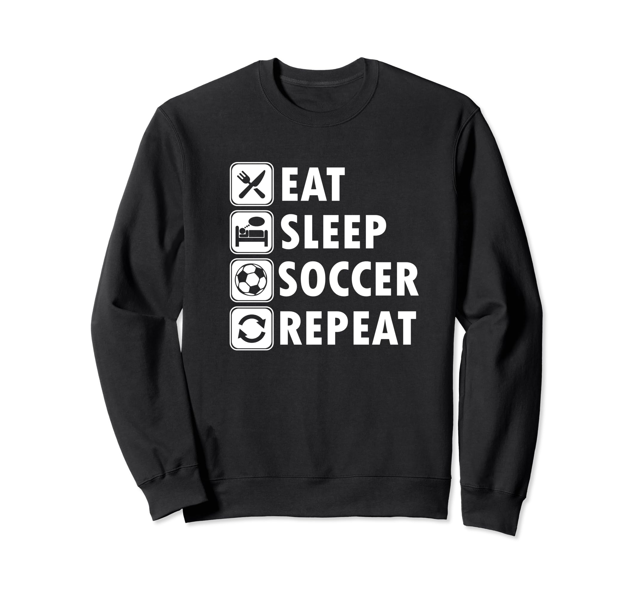 Eat Sleep Soccer Repeat Soccer Sweatshirt - Minimalist Print for Adults