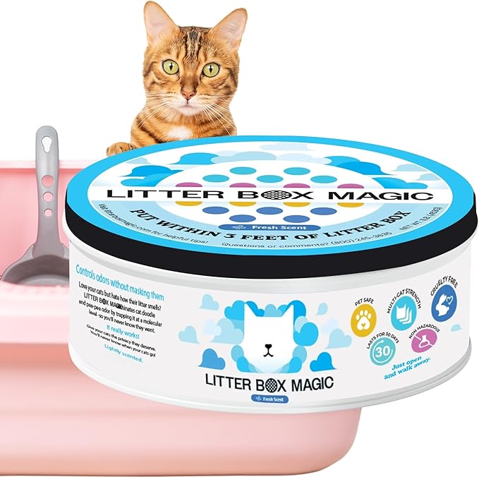 Cat Litter Deodorizer Jar (Fresh Scent, 16 Oz, Pack of 1) - Cat Litter Odor Absorber Gel In A Jar - Litter Box Pet Air Freshener - Litter Odor Eliminator to Freshen Air