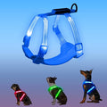 Rechargeable Light Up Dog Harness for Small Dogs – Adjustable LED Dog Vest with Reflective Strips, No Pull Glow in The Dark Puppy Harness for Night Walking Safety-Blue