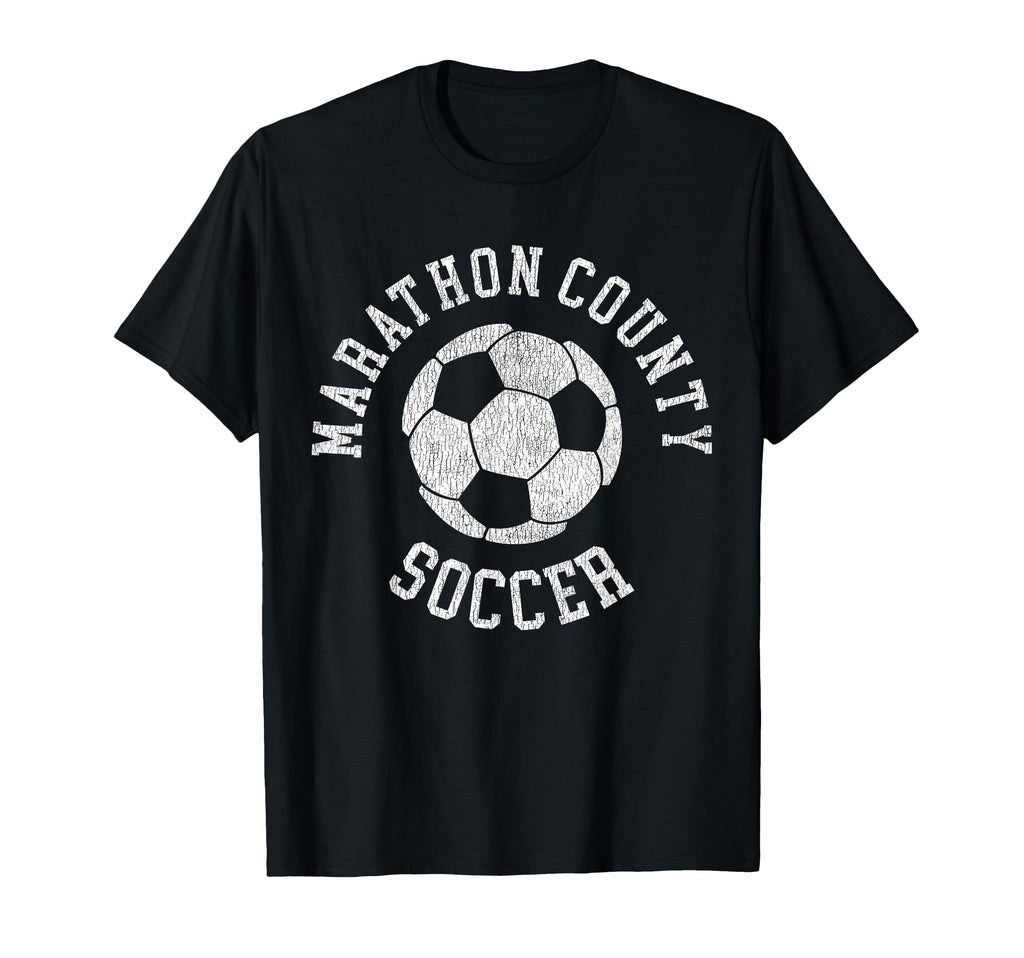 Marathon County Soccer Distressed 90S T-Shirt - Minimalist Print for Adults