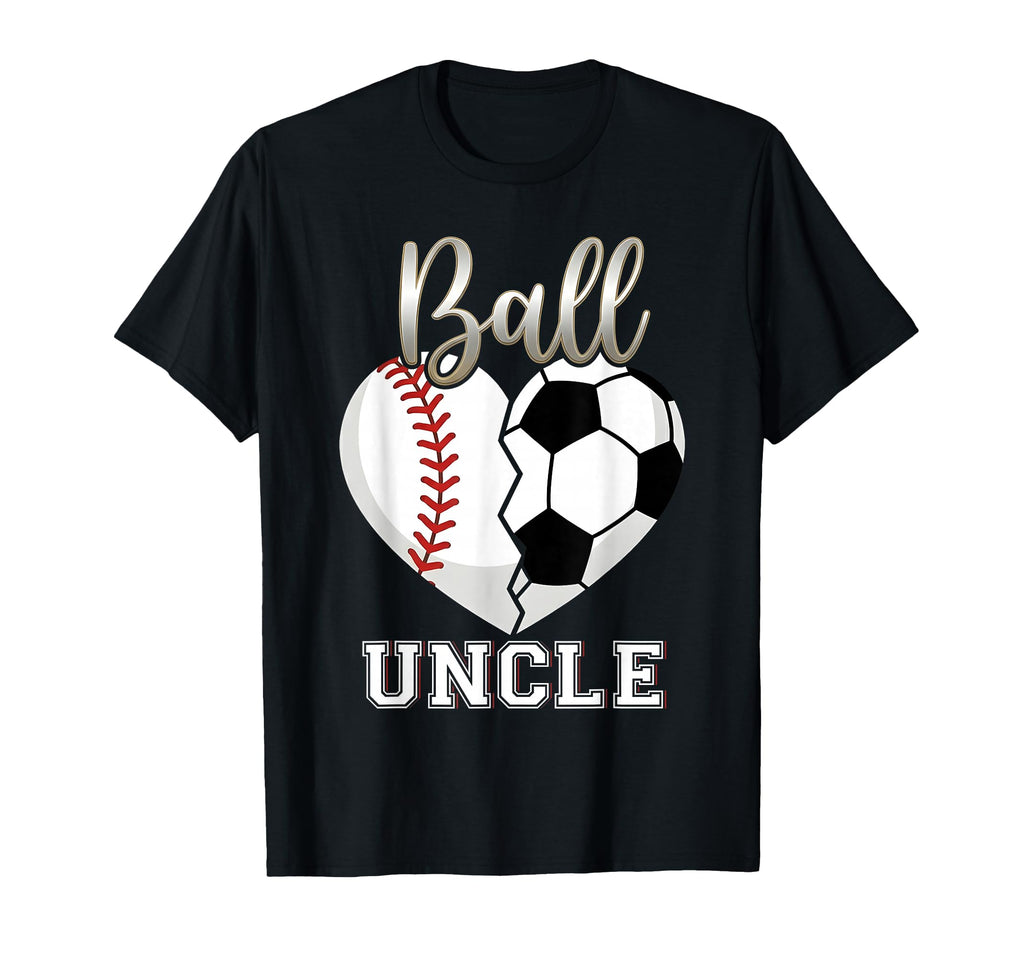 Ball Uncle Baseball Soccer Heart T-Shirt - Unique Graphic Men Women