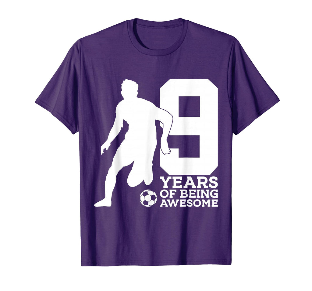 9 Years Being Awesome Soccer 9Th T-Shirt - Trendy Graphic for Adults