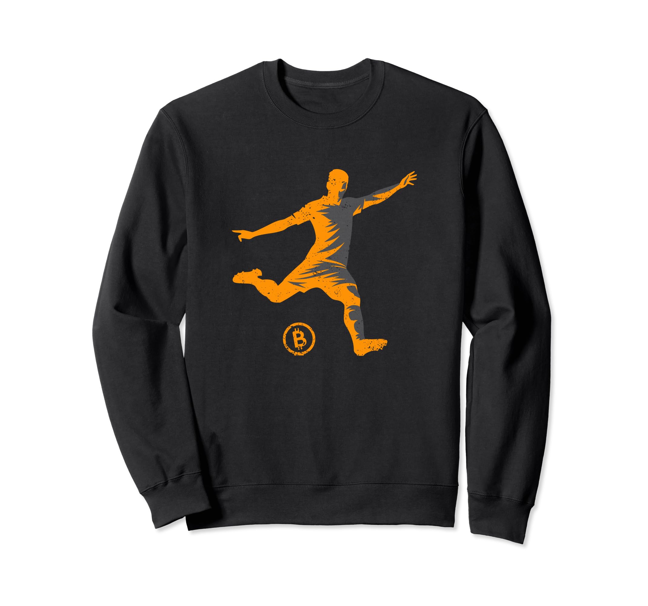 Bitcoin Soccer Player Distressed Sweatshirt - Minimalist Print Unisex
