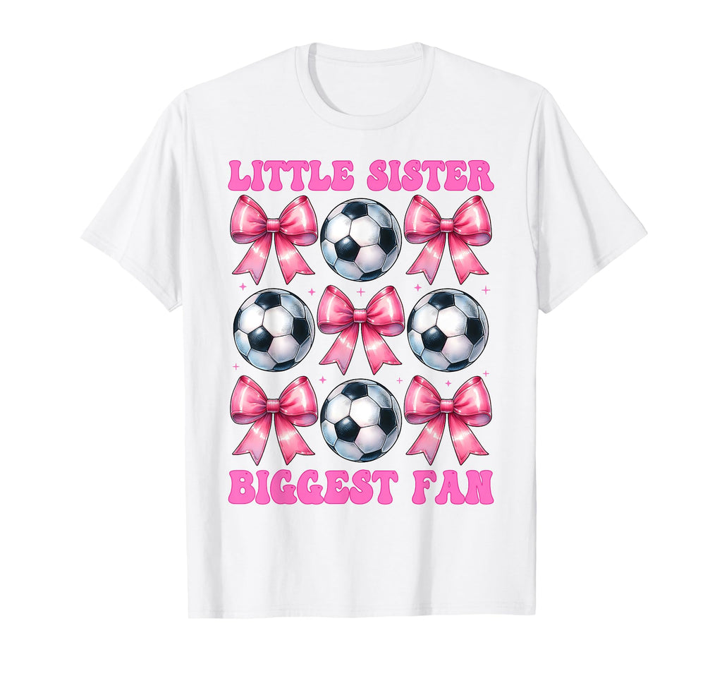 Little Sister Biggest Fan Soccer T-Shirt - Minimalist Print for Adults