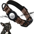 TagME Airtag Dog Collar,Waterproof Reflective Pet Collar with Airtag Holder,Soft Padded and Double D-Rings for Small Dogs,Brown