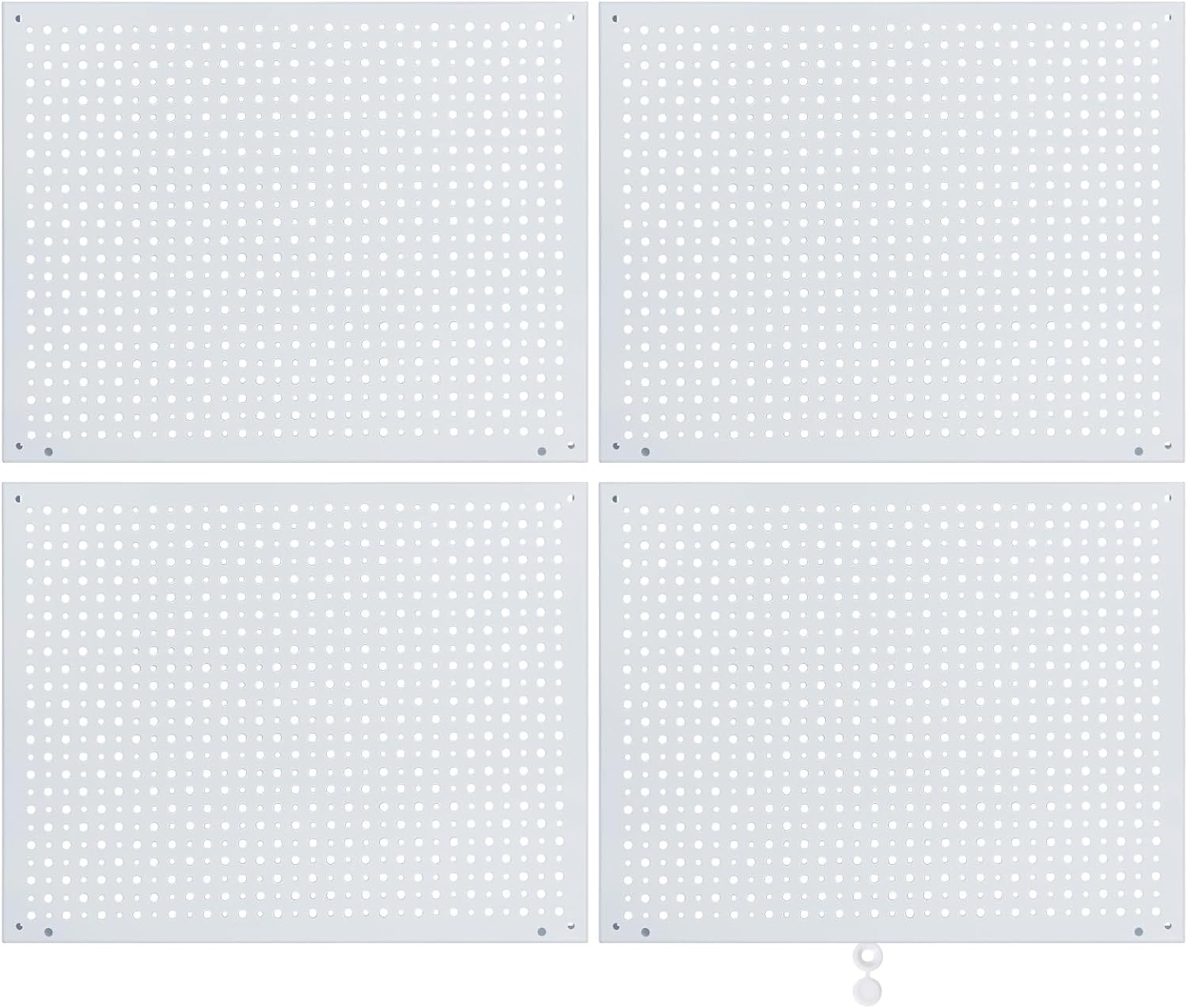 Peg Board, Heavy Duty Steel Organization Panels, Universal 1/8 and 1/4 Peg Board Accessories, Ideal for Garage Tool Storage, Pack of 4(White, 16X12)