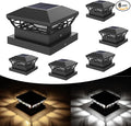 T-SUN Solar Powered Post Cap Lights Outdoor Waterproof for 4x4/5x5/6x6 Wooden/Vinyl Fences - Adjustable Warm/Cool White Modes for Deck, Mailbox, Garden, Porch, Patio, and Decorative Accents (6 Pack)