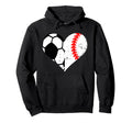 Soccer Baseball Heart Funny Soccer Hoodie - Trendy Graphic for Adults
