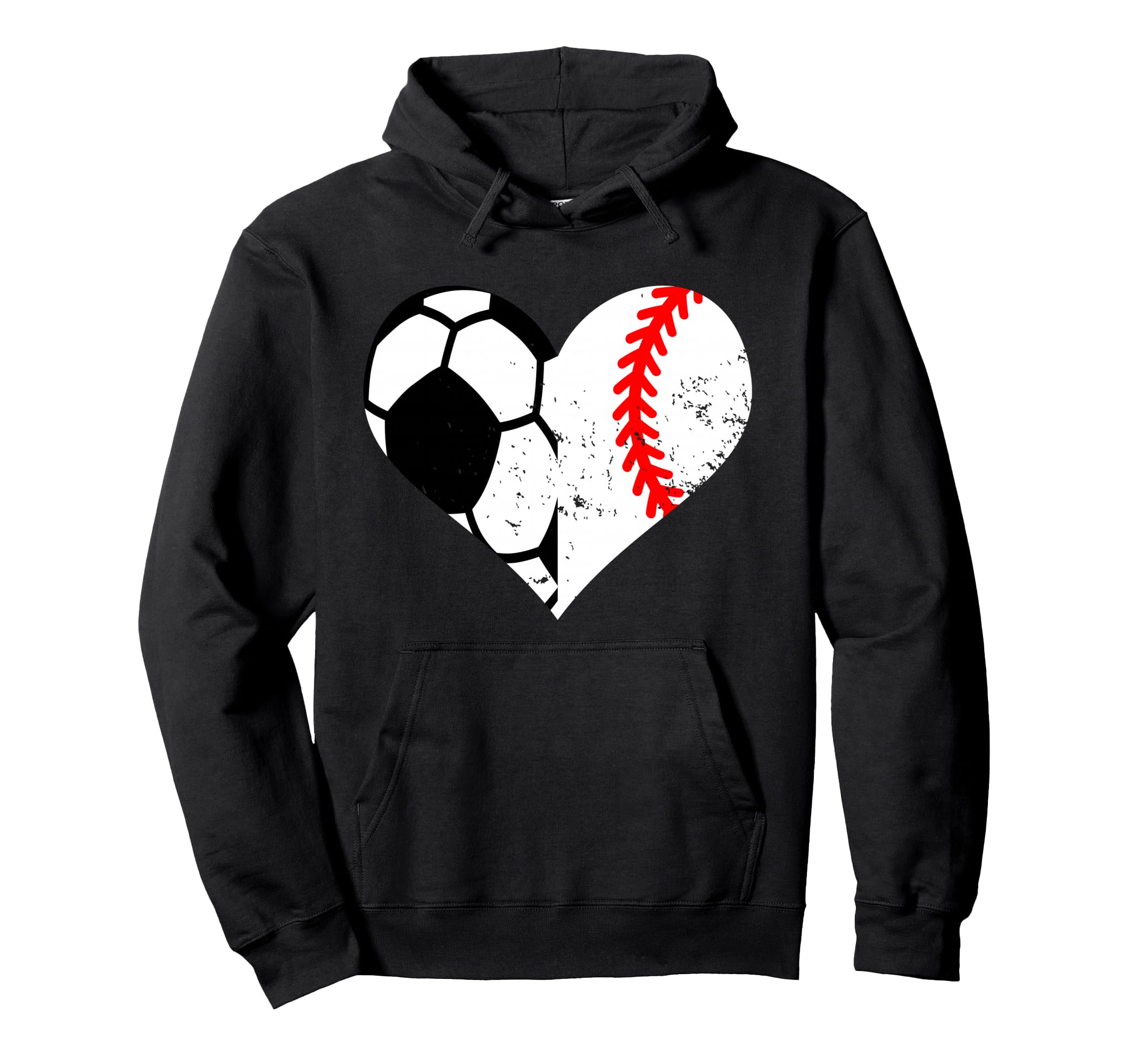 Soccer Baseball Heart Funny Soccer Hoodie - Trendy Graphic for Adults