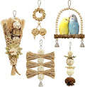 5-Pack Natural Flower Bird Toys – Foraging & Chewing Toys for Parakeets, Cockatiels, Conures & Small Birds – No Plastic, All-Natural Materials