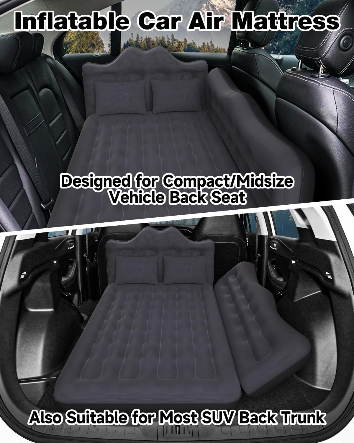 Umbrauto 23.62in/60cm Wide Inflatable Truck Mattress Car & SUV Back Seat Camping Bed with Pump