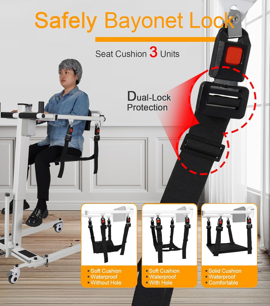 Patient Lift Transfer Chair - Electric Assist Lift Aid for Home Care Use - Portable Folding for Car - Transport Wheelchair for Seniors, Adults & Disabled