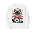 Kawaii Soccer Cat Just Who Loves Sweatshirt - Minimalist Print Unisex