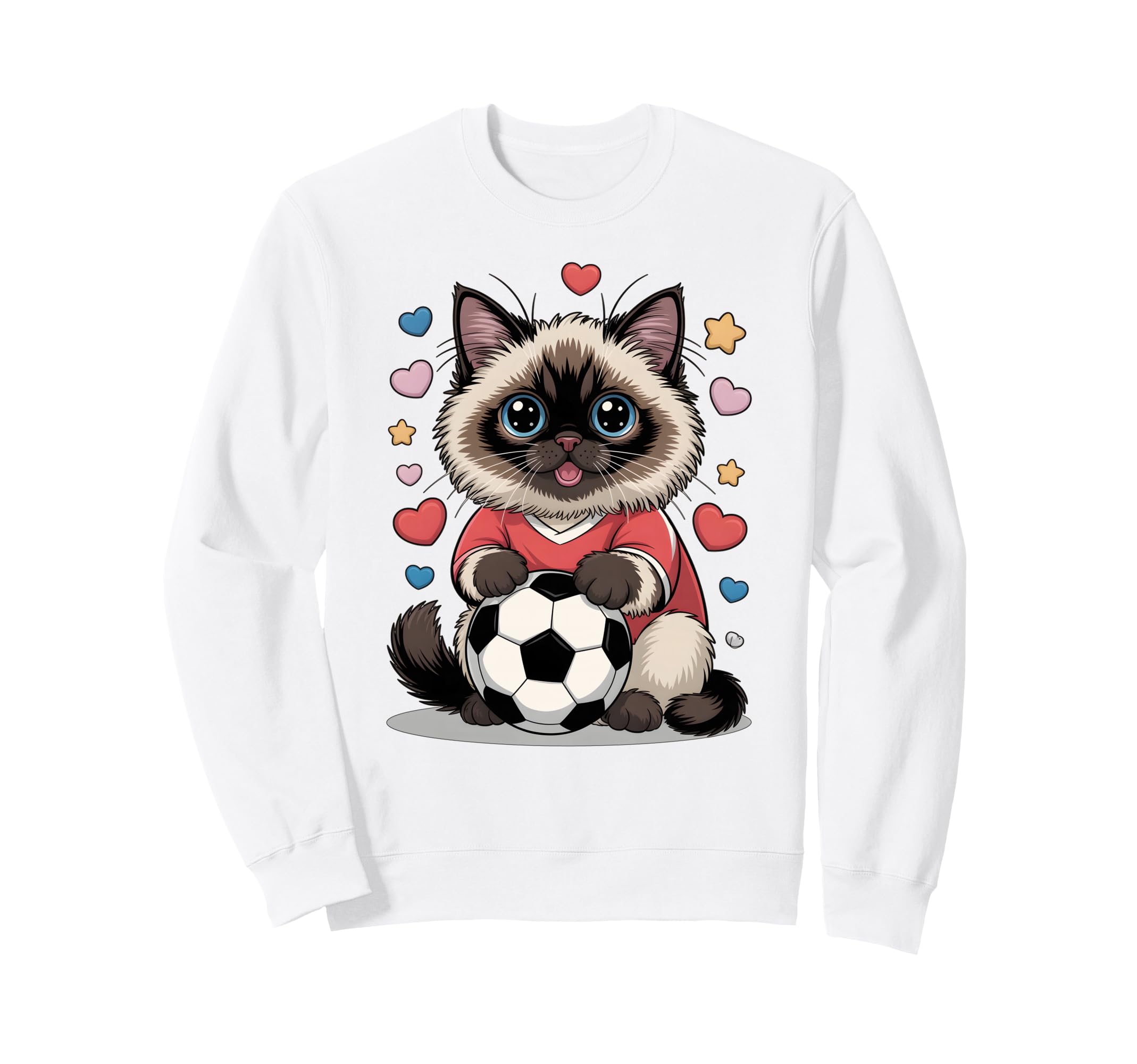 Kawaii Soccer Cat Just Who Loves Sweatshirt - Minimalist Print Unisex