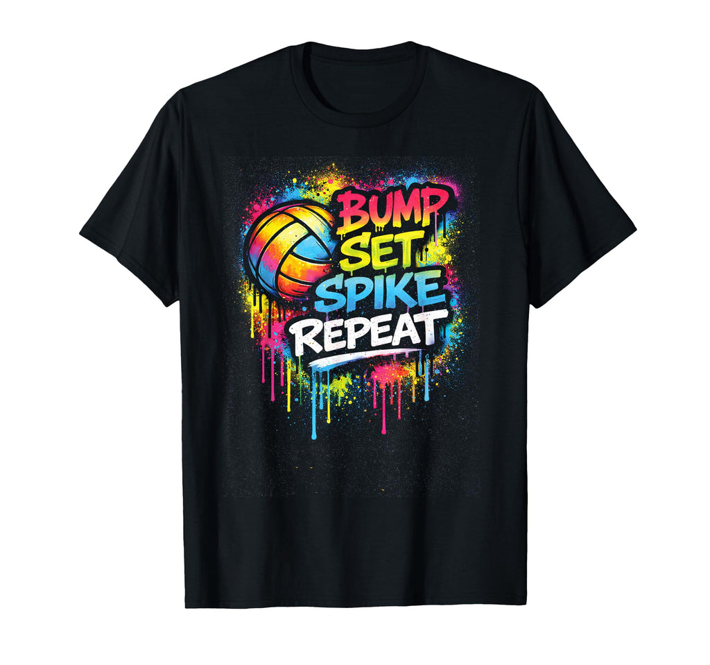 Volleyball Bump Set Spike Repeat T-Shirt - Streetwear Style Unisex