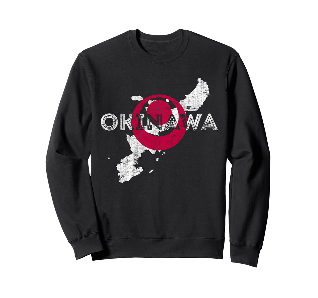 Okinawa Map And Flag Distressed Japan Sweatshirt - Trendy Graphic Unisex