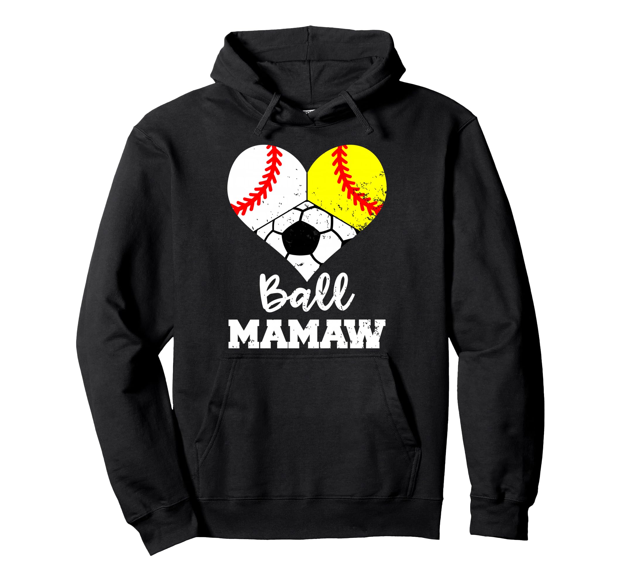Ball Mamaw Heart Funny Baseball Hoodie - Streetwear Style for Adults