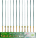 23.5" Large Skewers for Grilling,304 Stainless Steel 0.4 inch Wide Kabob Skewers with Wooden Handle,Heavy-Duty Flat Metal Kebab Skewer,BBQ Barbecue Skewer Reusable for Outdoor Grill-12PCS