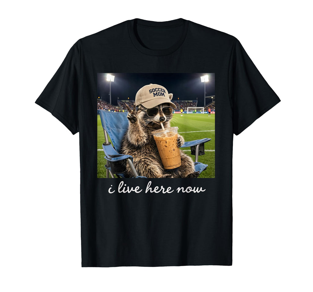 Funny Raccoon Soccer Mama Field I T-Shirt - Aesthetic Graphic Men Women