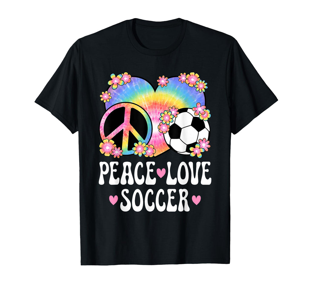 Peace Love Soccer Lover 60S 70S Hippie T-Shirt - Graphic Print Men Women
