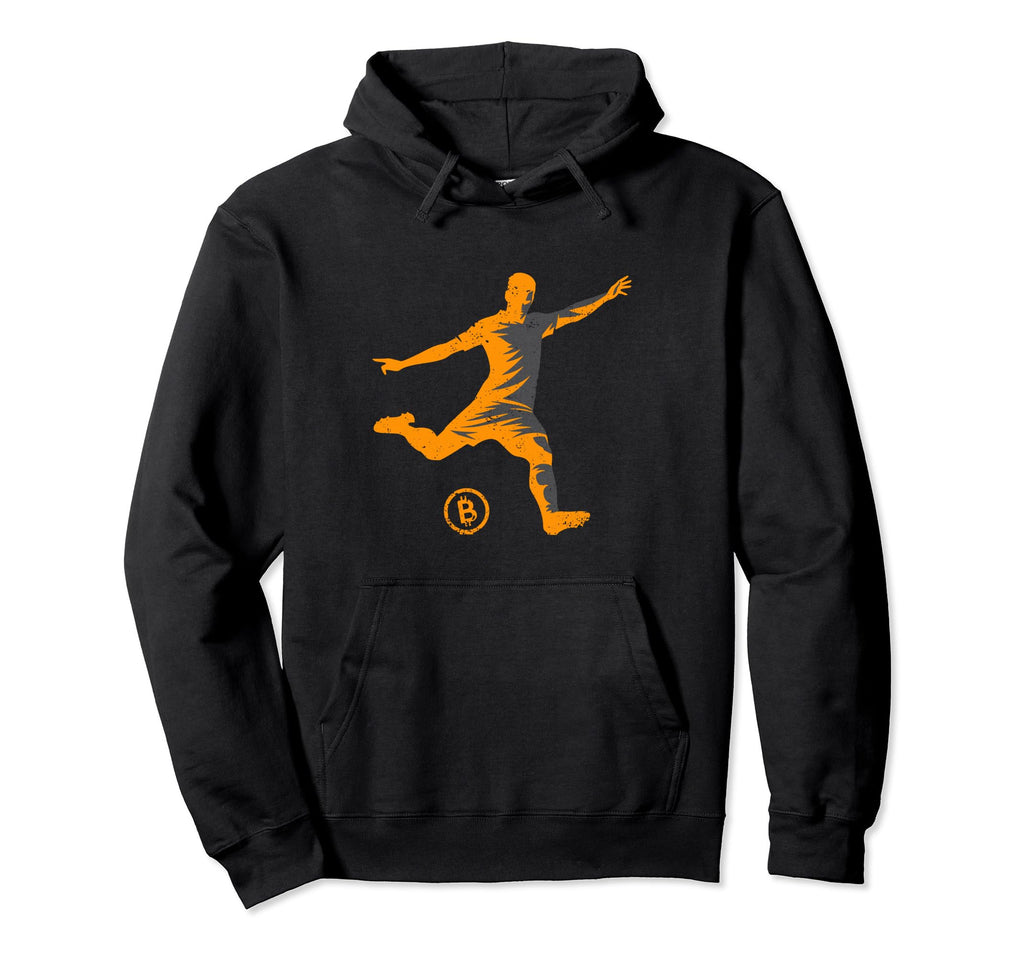 Bitcoin Soccer Player Distressed Football Hoodie - Graphic Print Men Women
