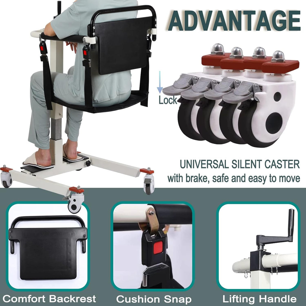 Patient Lift Transfer Chair, Patient Lift Wheelchair for Home and Car Portable Patient Lift Chair Wheelchair Lift for Home, Disabled and Elderly Nursing, Height/Width Adjust