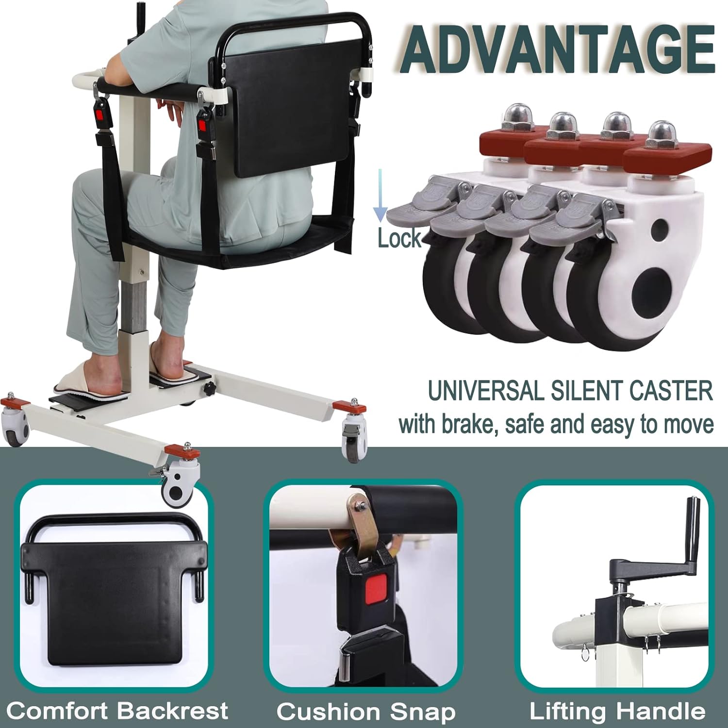 Patient Lift Transfer Chair, Patient Lift Wheelchair for Home and Car Portable Patient Lift Chair Wheelchair Lift for Home, Disabled and Elderly Nursing, Height/Width Adjust